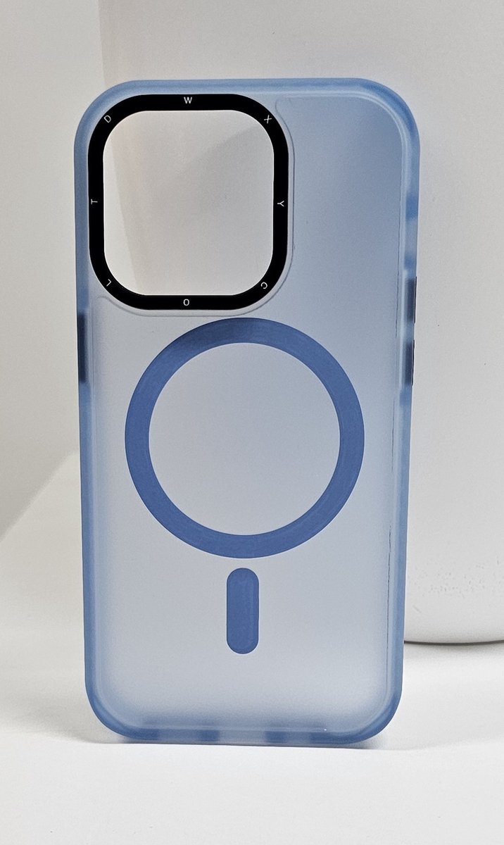 iPhone 14 Pro Max Magsafe-Compatible Backcover - Licht blauw met Lens Design