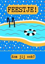 Lise Schrijft | Uitnodiging Kinderfeestje | Duurzaam | Meisje | Jongen | 12 kaarten | Zwemmen | met leuke SLUITSTICKERS | inclusief ENVELOP |