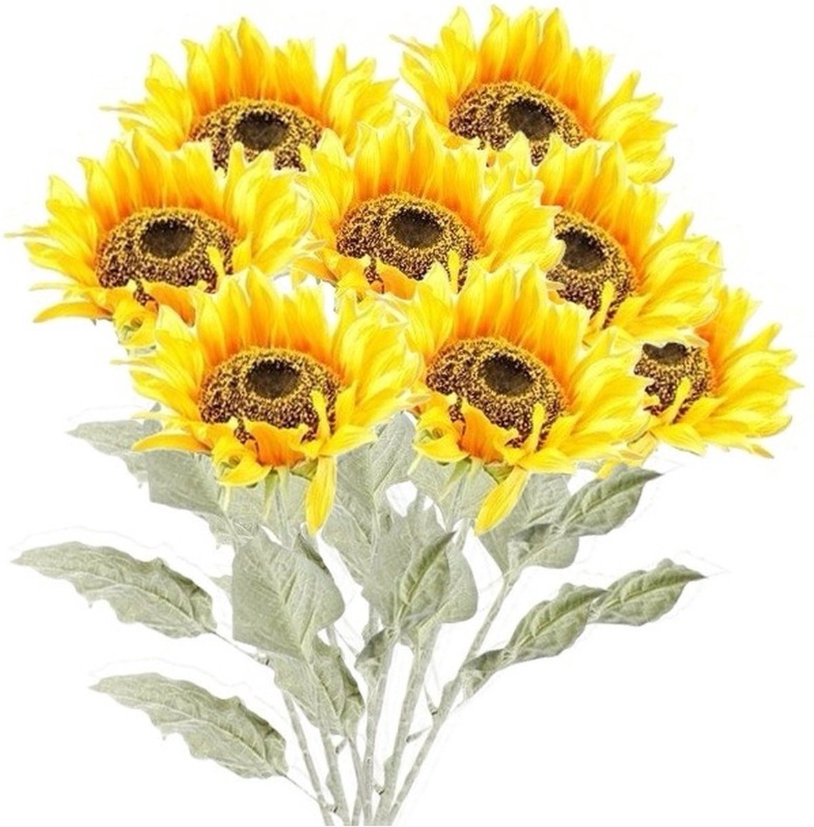 Bellatio Flowers & Plants 8x Gele zonnebloem steelbloem 82 cm - Kunstbloemen Geel