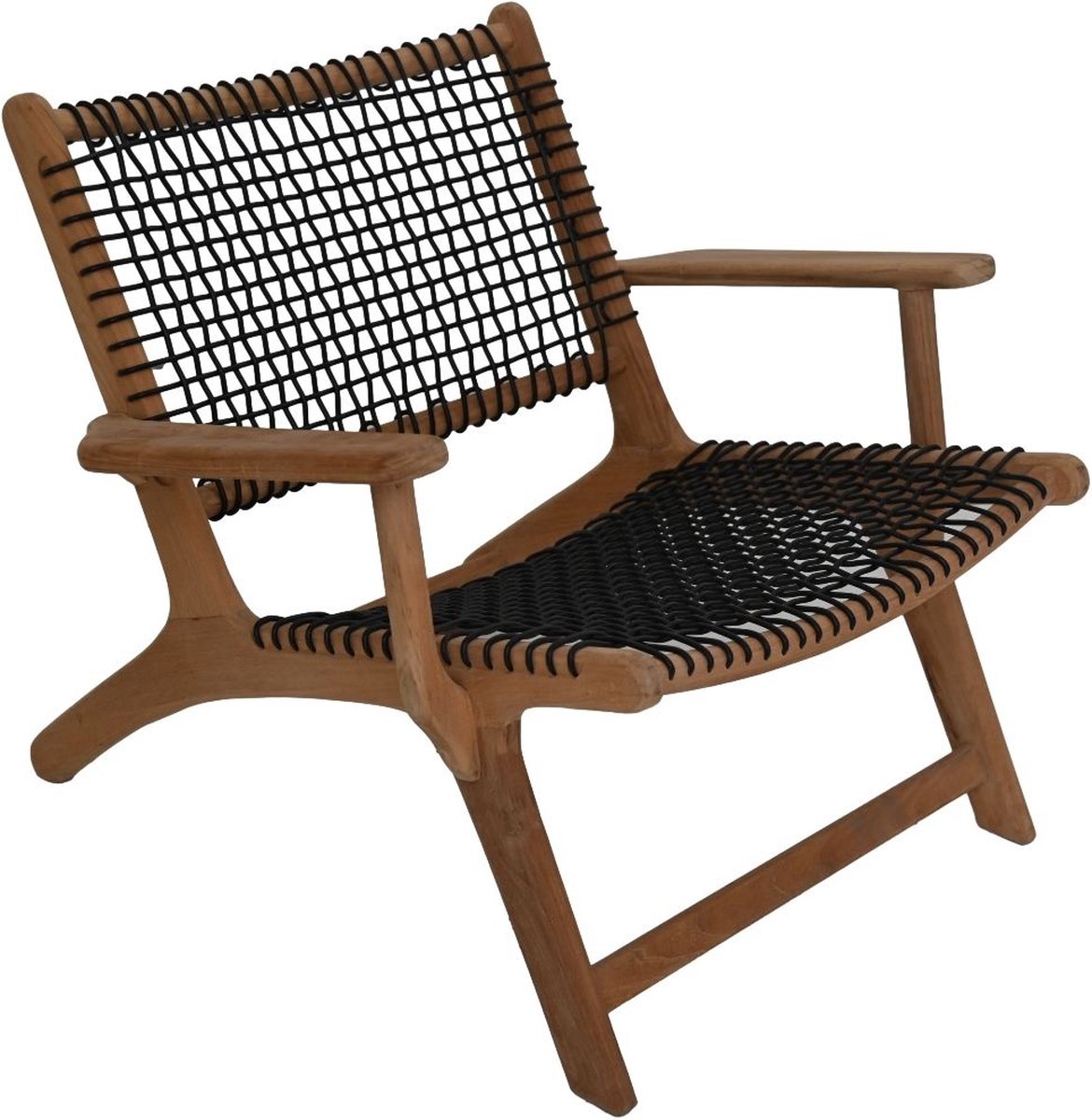 Bridie Loungestoel - 70x83x80 cm - Bruin/Naturel - Teak - tuin stoel, lounge stoel, loungestoel buiten, lounge stoel, loungezetel, tuinstoelen weerbestendig, tuinstoelkussens hoge rug, tuinstoelen