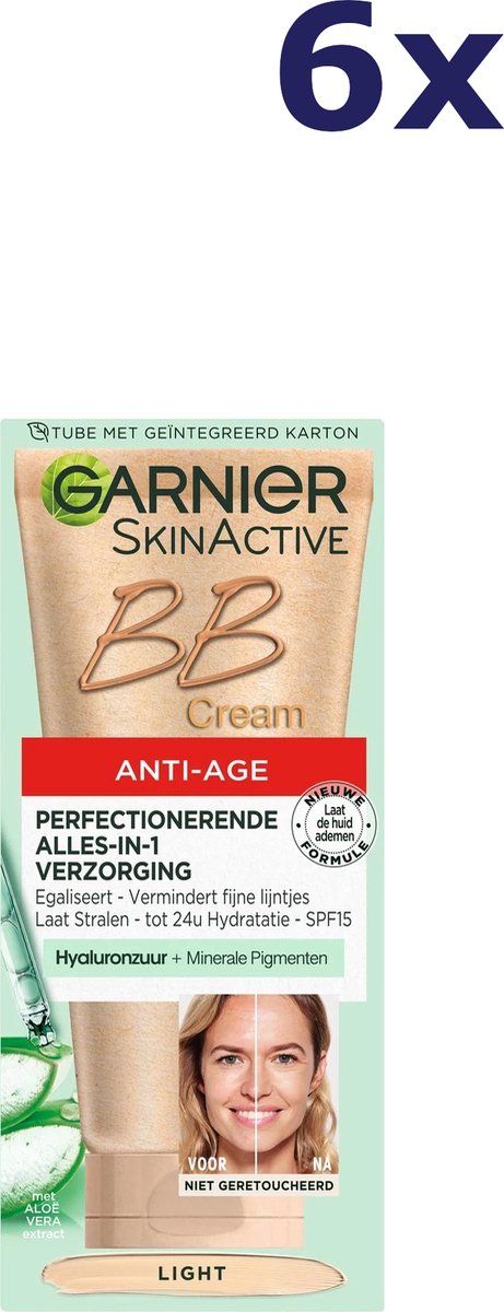 Garnier SkinActive – BB Cream Light Anti-Aging - Getinte Dagcrème - 6 x 50ml