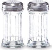 Zeller Peper en zout stel - glas/metaal - D5 x H9,5 cm - vaatjes/strooiers