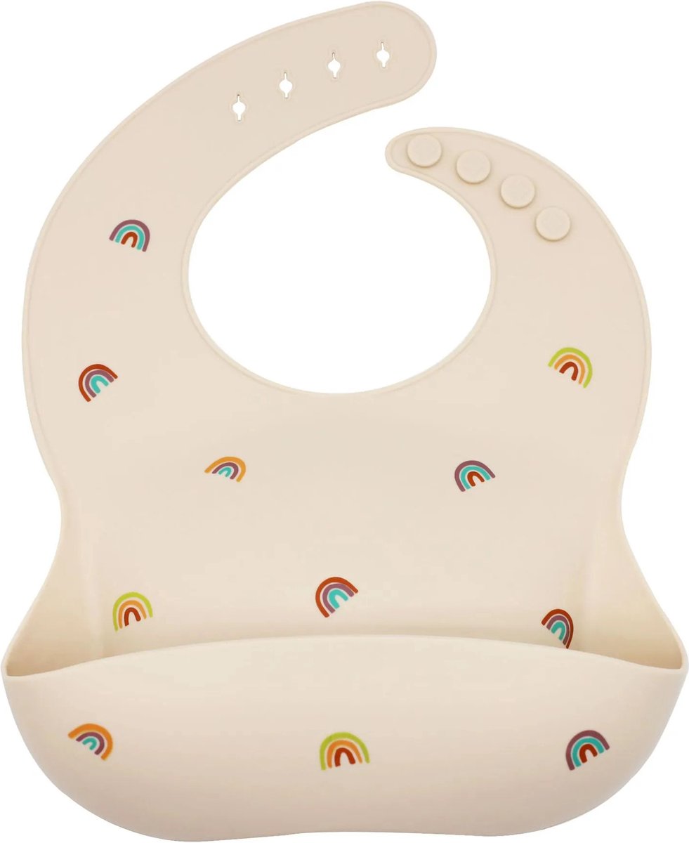 Goedkoopste Silicone slab Rainbow - Waterdicht Slab - Baby slabber - Wit (gebroken wit