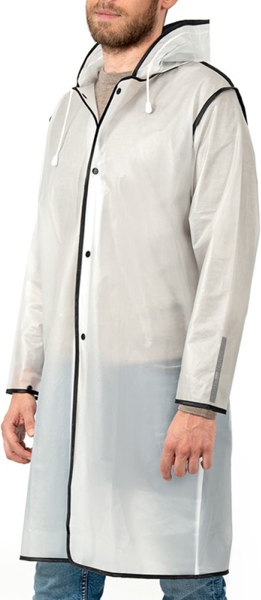 Semi transparante City Trench regenjas met zwarte bies van Perletti S