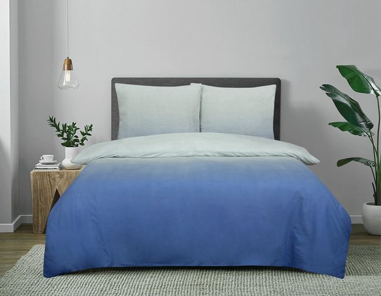 DoubleDry Dekbedovertrek My Design 100% Katoen - Tweepersoons 200x200 cm + 2 Kussenslopen - blauw