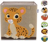 Opbergdoos voor kinderen met tijgermotief, speelgoedbox met diermotief, geschikt voor kubusrekken, opbergbox voor de kinderkamer, opbergmand voor kinderen