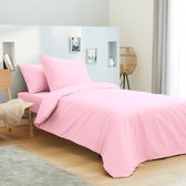 Univers Décor - Set van 3 eenkleurige roze lakens voor bed 90 x 190 cm 100% katoen / 57 draden/cm²