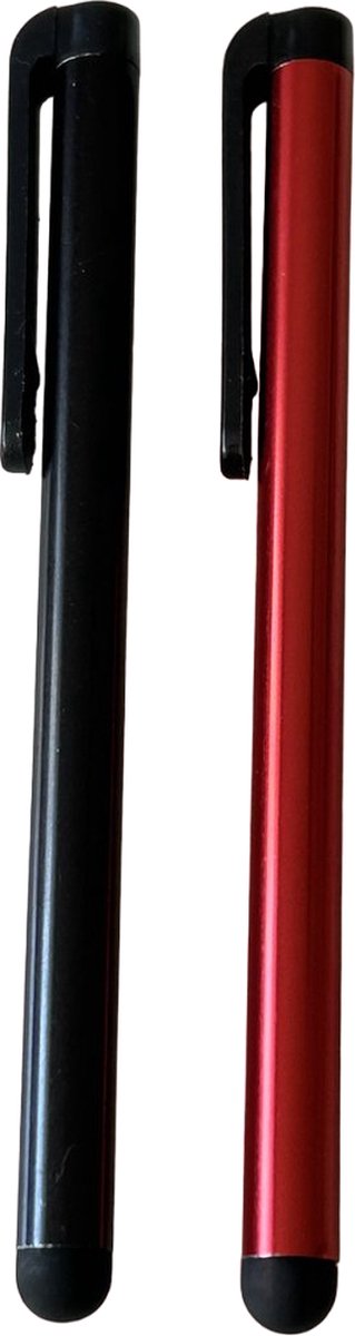 2 stylus pennen universeel / Tablet & Telefoon Stift / Robuuste Touchpen / Touchstift / Touch / Touchscreen Pen 2 stuks - Zwart/Rood