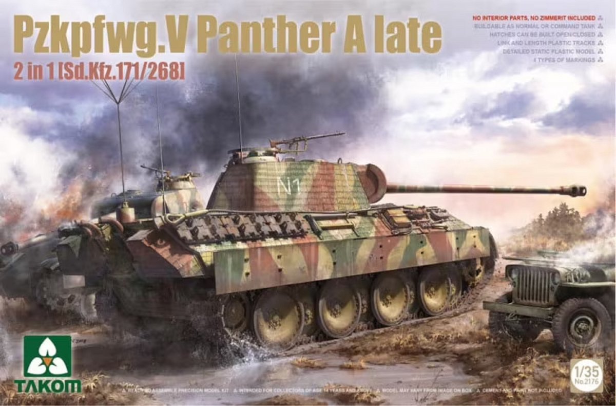 Takom Modelbouwpakket Militaire voertuigen - 2176 Sd.Kfz. 171 Sd.Kfz. 267 Panther A Late 2in1 (171/168) Plastic - 1:35 - Modelbouw