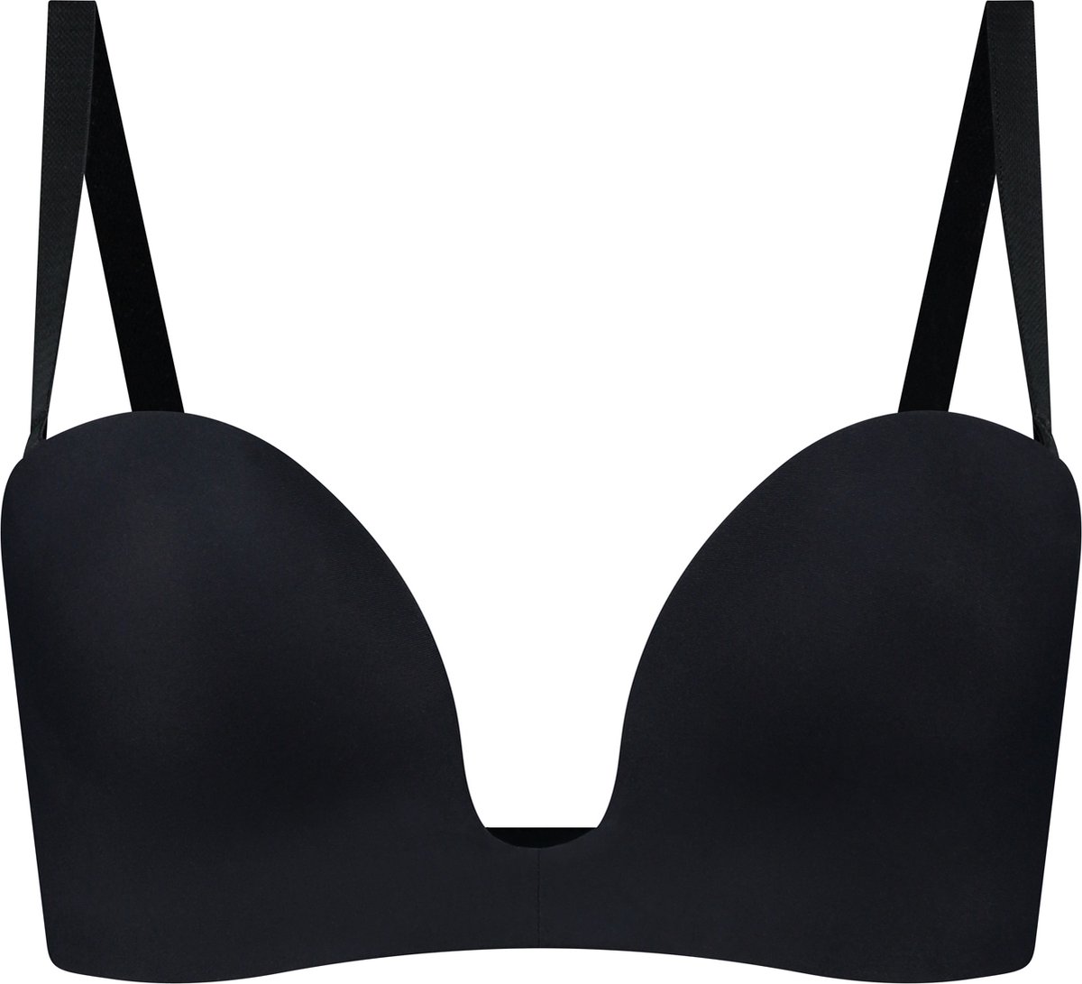 Diep uitgesneden strapless bh, zwart, maat XL