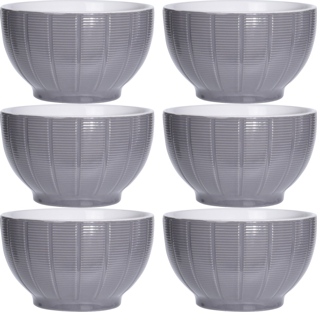 Excellent Houseware Soepkommen serveer schaaltjes 6x Venice- keramiek D14 x H8 cm steengrijs