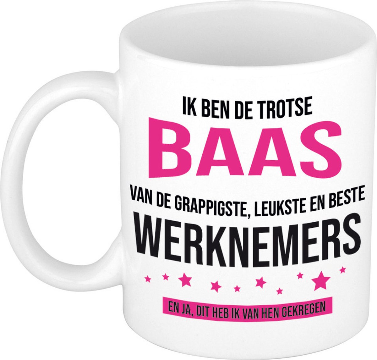 Bellatio Decorations Cadeau koffie/thee mok voor baas - roze - trotse baas- keramiek - 300 ml