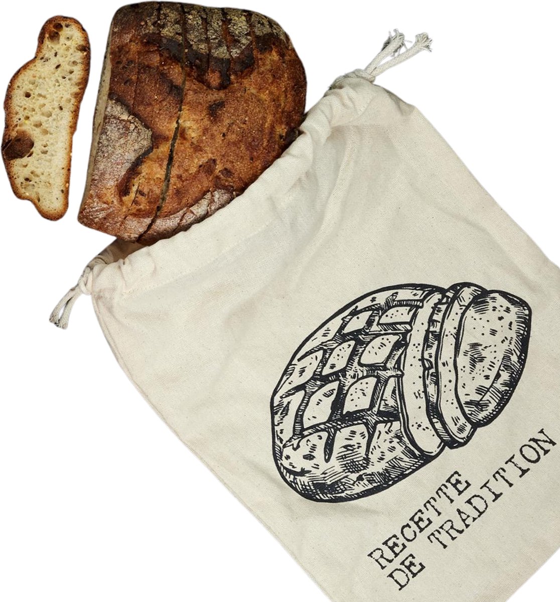 OTIX Herbruikbare Broodzak - voor Zelfgebakken Brood - Katoen - Beige - 36x26cm - GRANO