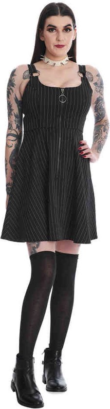 Banned - Bellona Pinstripe Korte jurk - S - Zwart