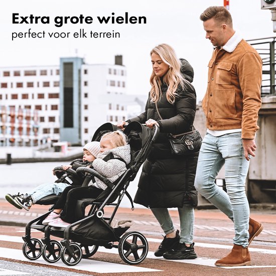 Deryan Luxe XP Twin Buggy XL - Dubbele buggy - Duobuggy - Compact lichtgewicht - Zwart van Deryan — afbeelding 4