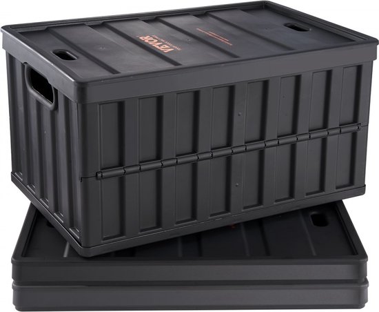 Yorbay Set van 2 opvouwbare opbergdozen met klapdeksel, opbergdoos voor kleding, decoratie, speelgoed, tijdschriften, kleine trucs, accessoires, herbruikbaar (55 l, zwart