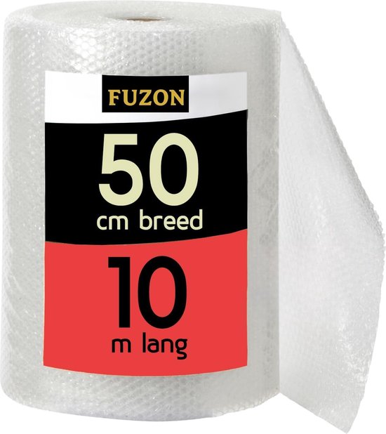 FUZON Noppenfolie 50 cm x 10m - Extra sterk - Bubble Wrap Rol - Bubbeltjes plastic - Bescherm uw spullen - Voor inpakken en verhuizen - Bubbeltjesplastic. - FUZON