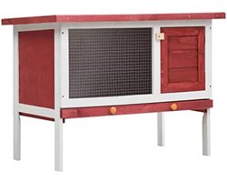 Konijnenhok voor buiten - Konijnenkooi voor buiten - Groot konijnen hok - 90 x 45 x 65 cm - Rood