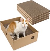 Belle Vous 5 Stuks Kartonnen Katten Krab Planken met Bed Doos - 24 x 33 cm Omkeerbare Katten Krab Vervanging Planken - Binnen Golfkarton Lounger voor Kat/Kitten om te Rusten en Spelen