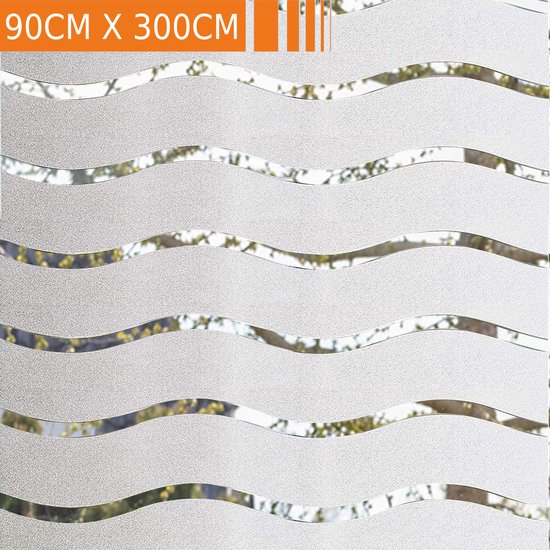 Simple Fix Raamfolie - Zonwerend en Isolerend - Decoratiefolie - Plakfolie - Anti Inkijk - Statisch - Golven - 90cm x 300cm