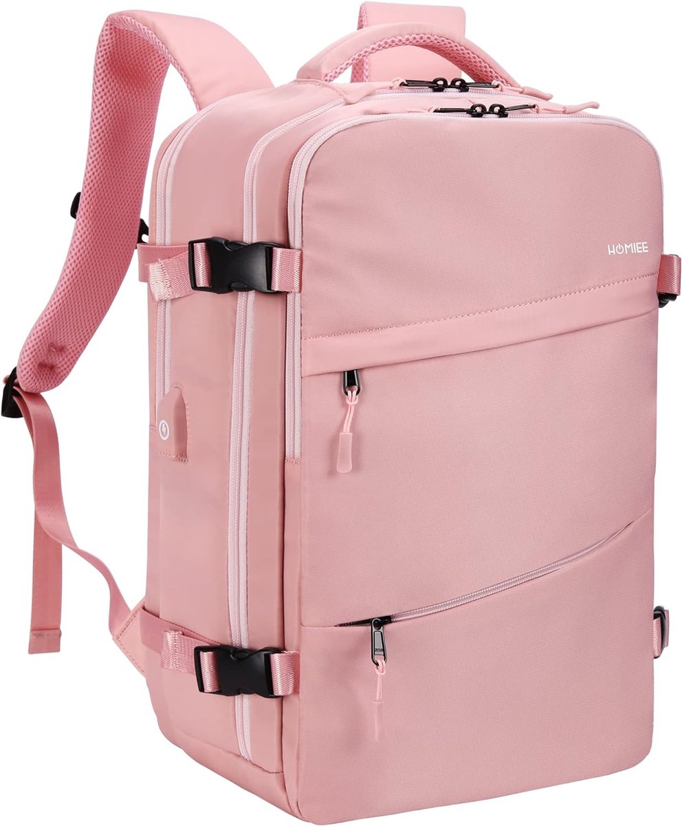 HOMIEE Handbagage Rugzak Heren, Laptop Rugzak 15,6 Inch Reisrugzak Reisrugzak Zakelijke Rugzak Heren Handbagage Vliegtuig Zwarte Laptop Rugzak Zakenreizen