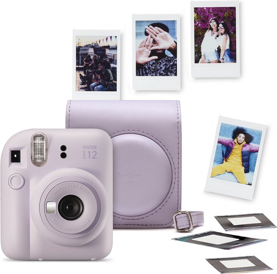 Fujifilm instax Mini 12 Bundel - Instant camera + 1 x 10 stuks film cameratas & stickers - Lilac Purple