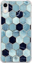 Casimoda® hoesje - Geschikt voor iPhone XR - Blue Cubes - Shockproof case - Extra sterk - TPU/polycarbonaat - Blauw, Transparant