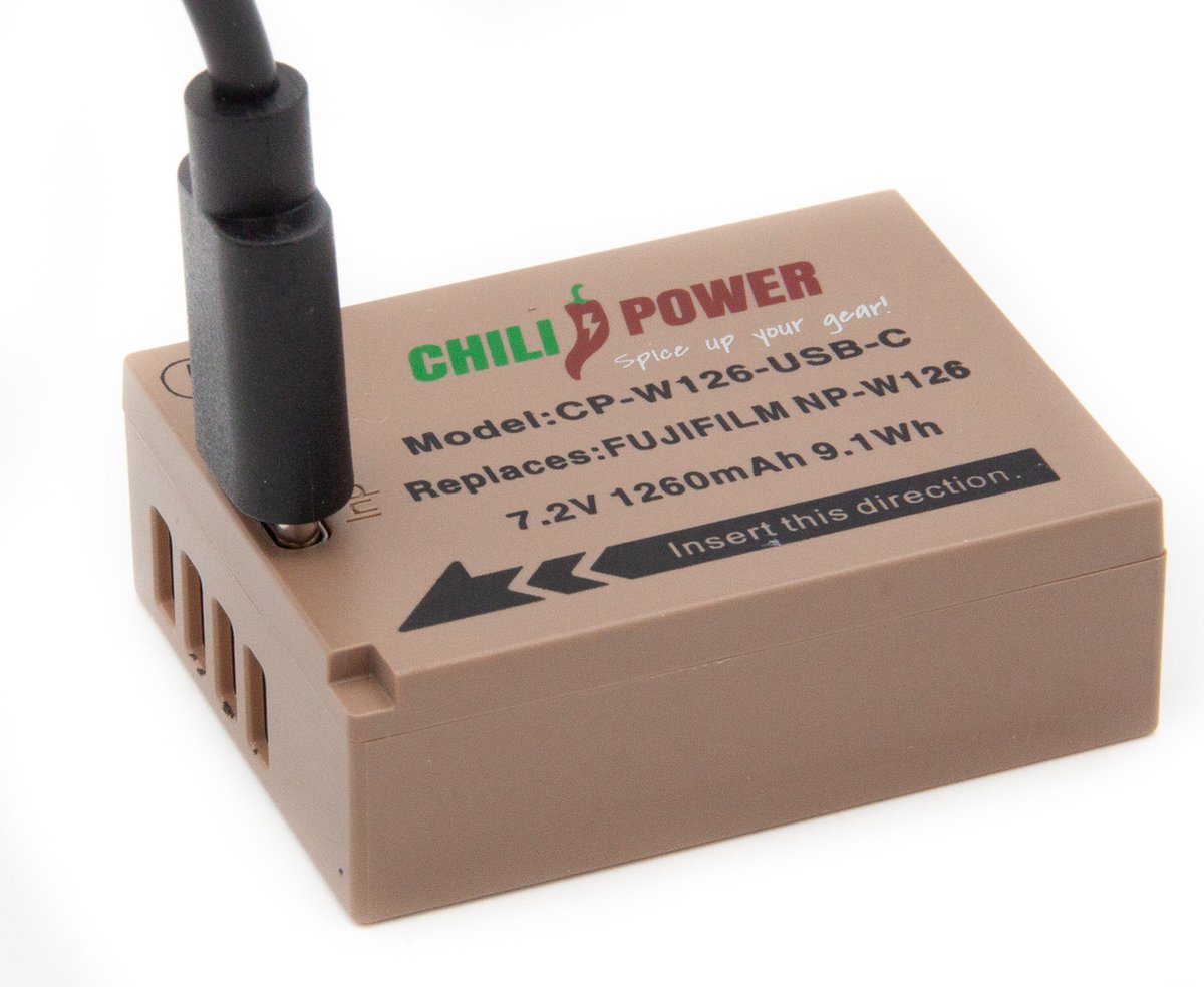 ChiliPower accu NP-W126 USB-C versie voor Fujifilm - 1260mAh