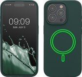 kwmobile telefoonhoesje geschikt voor Apple iPhone 15 Pro - Hoesje met magneet compatibel met MagSafe - Smartphone case in mosgroen