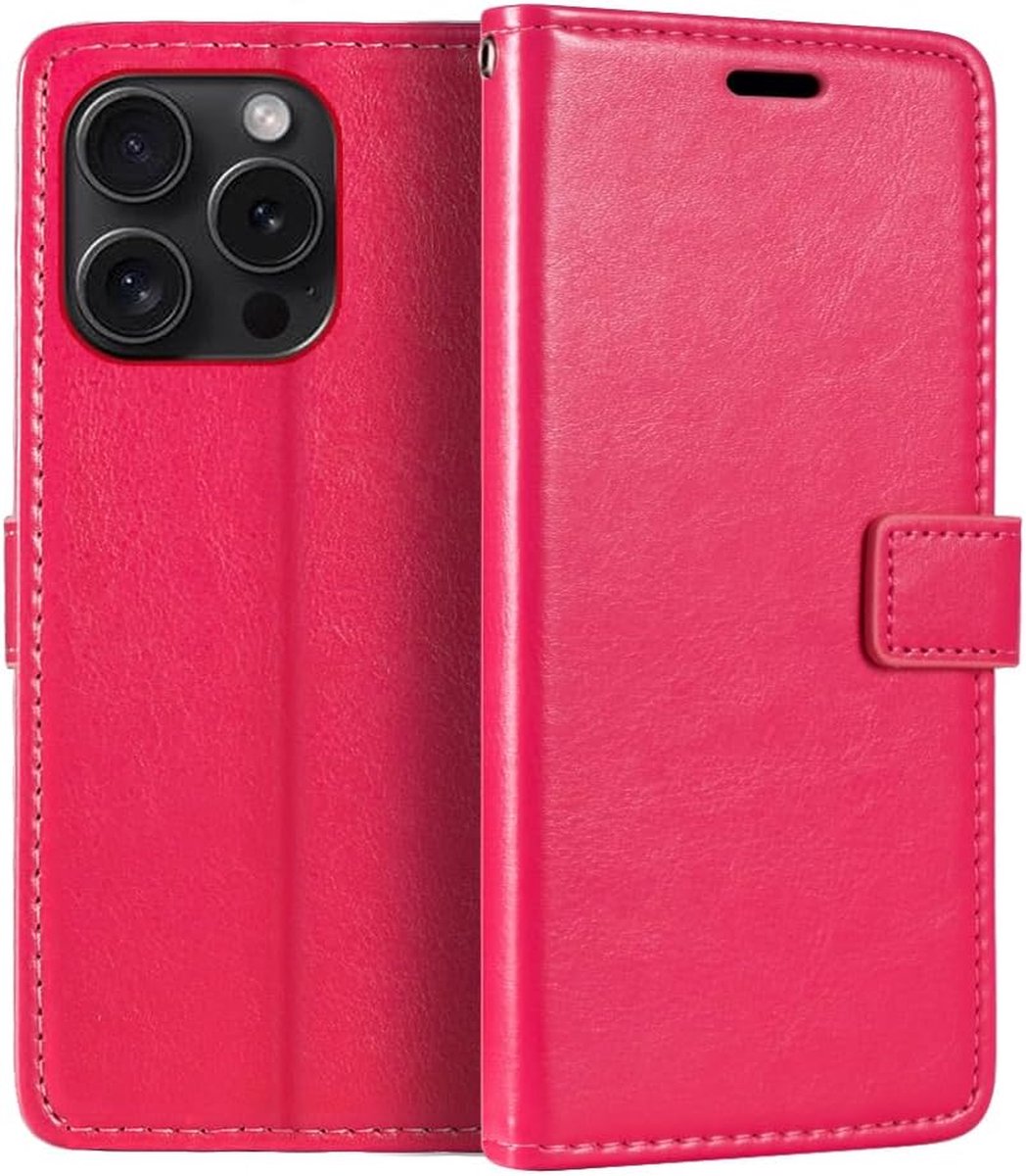 Portemonnee Book Case Hoesje Geschikt voor: iPhone 15 Pro - roze