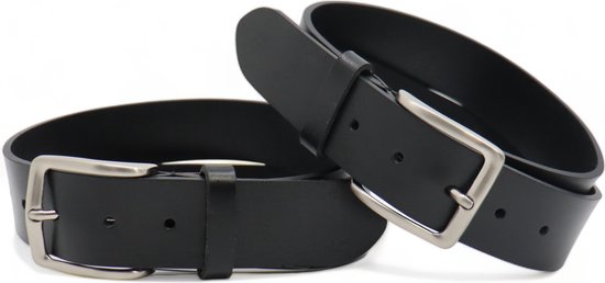 2 pack safekeepers glad leren riem - Zwart - Echt Italiaans rundleer - 4 cm - Casual