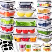 Voedselopslagcontainers met deksels 52 (26 containers + 26 deksels), maaltijdbereidingsdozen voor vaatwassers, magnetrons en vriezerbestendig, luchtdicht, lekvrij, BPA-vrij, etiketten en 1 krijtstift