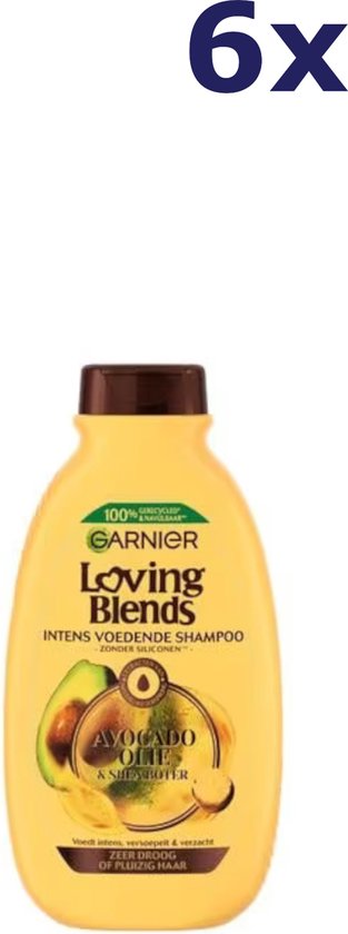 Garnier Loving Blends Avocado Olie & Shea Boter Intens Voedende Shampoo Voordeelverpakking - Zeer Droog, Pluizig Haar - 6 x 300ml - Garnier