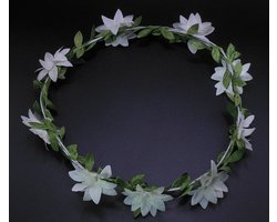 Festival/Ibiza bloemenkrans wit met puntbladeren