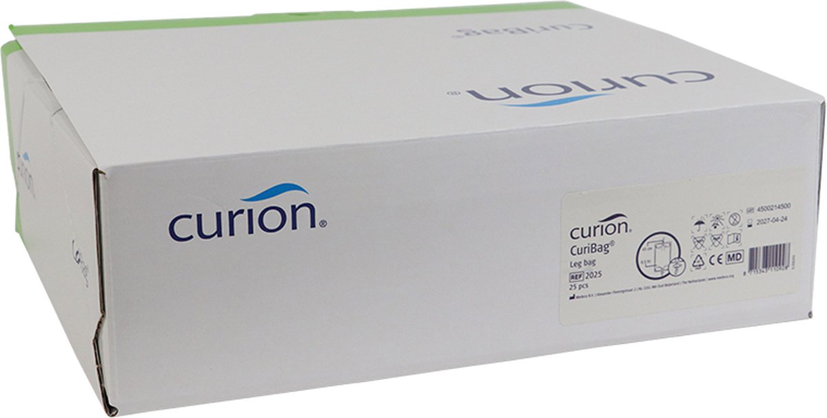 Goedkoopste Voordeelverpakking 2 X Curion Curibag urinebeenzak eendaags, 500ml 45cm met kruiskraan, 25st (2025