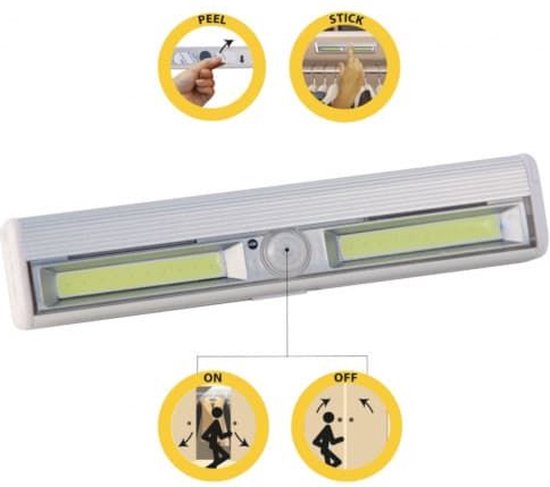 Lampe LED sans fil à piles avec détecteur de mouvement - 200Lm - 5000K