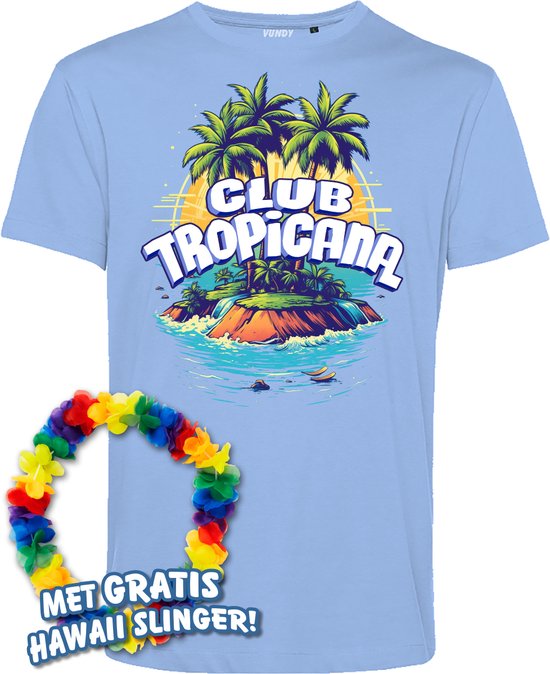 T-shirt Tropical Island | Toppers in Concert 2024 | Club Tropicana | Hawaii Shirt | Ibiza Kleding | Lichtblauw | maat XXL