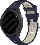 Strap-it Smartwatch siliconen sport bandje - geschikt voor Garmin Vivoactive 4 (45mm) / Venu 2 / Venu 3 / Forerunner 255 / Forerunner 265 - donkerblauw/beige