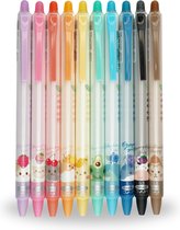Ainy - Kawaii Uitwisbare Pen set 10 stuks - uitgumbare pennen in diverse kleuren voor balpen etui of pennenzak, ideale balpennen cadeauset voor kinderen en volwassenen (niet geschikt voor legami vulling)