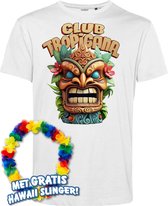 T-shirt Tiki Masker | Toppers in Concert 2024 | Club Tropicana | Hawaii Shirt | Ibiza Kleding | Wit | maat XL