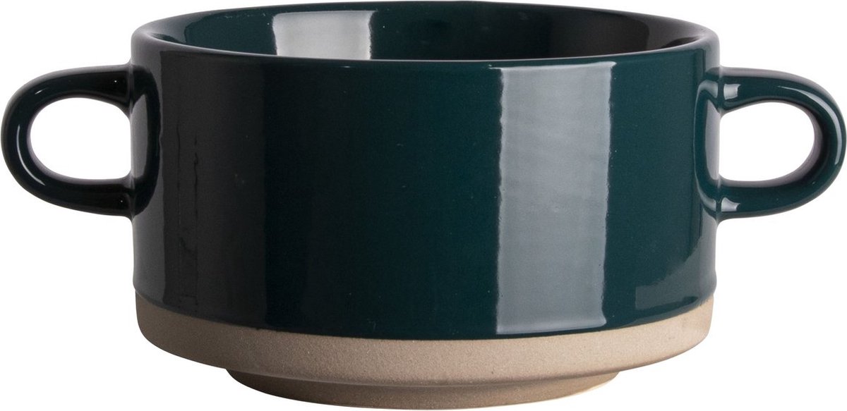 Gusta Design Soepkom – 450 ml – 4 delig - Aardewerk – Blauw – Minimalistisch & Stijlvol