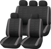 Autostoelhoezenset, universeel, zwart en grijs met zij-airbagopeningen en afneembare achterbank, auto-accessoires, interieur, B1 zwartgrijs