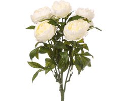 Peony bush x 7 white-Kunstbloem -Pioenroos Kunstbloemen -Boeket - Boeket witte Kunstrozen - 7 rozen - Zijde Kunst Rozen - Geschikt Voor Feestdecoratie Kerstversiering, Bruiloften, knutselen, Rouwboeket - Duurzaam