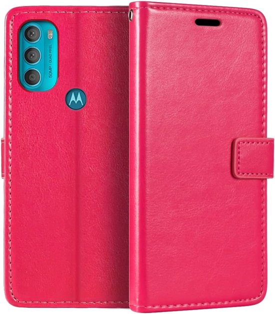 Etui Portefeuille Book Case Cover + 2x Glas de protection d'écran Adapté pour: Motorola Moto G71 5G - rose