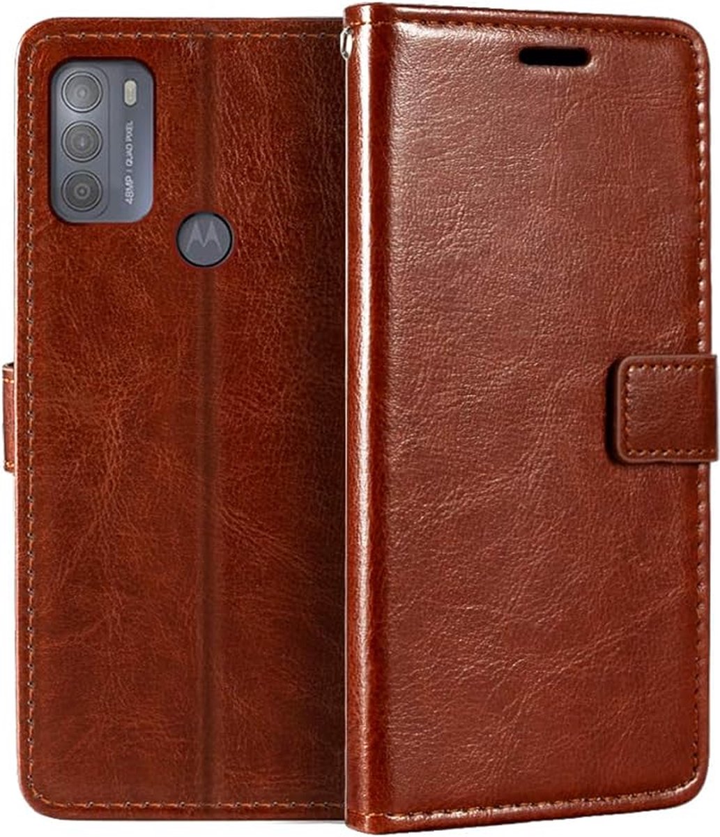 Portemonnee Book Case Hoesje Geschikt voor: Motorola Moto G50 bruin