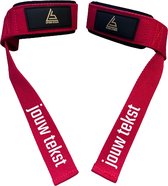 Lifting straps - rood - personaliseerbaar - 100% polyester - met padding - deadlift straps