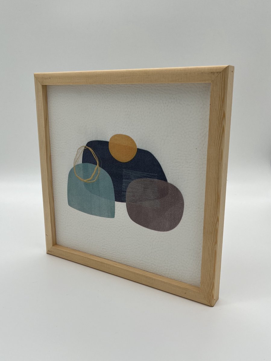M&Z Collectie-Wanddecoratie - Wandschap - schilderijen woonkamer - 30x30 cm - Posterlijst - Muurdecoratie - Bruin - Blauw