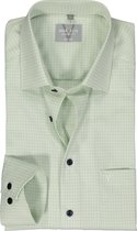 MARVELIS comfort fit overhemd - popeline - lichtgroen met wit geruit - Strijkvrij - Boordmaat: 48