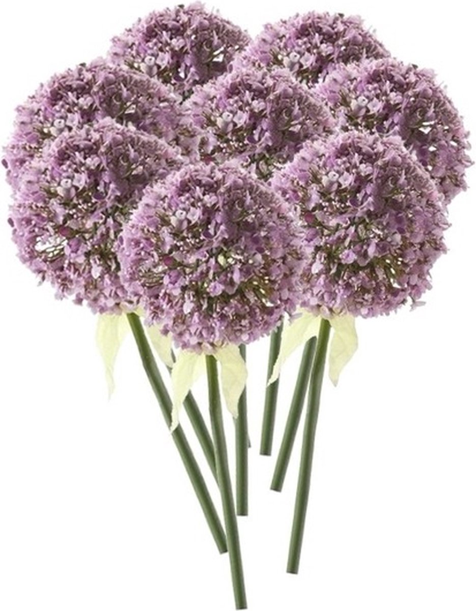Bellatio Flowers & Plants Kunstbloem Sierui / Allium - 8x - lila paars - steel van 70 cm