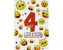 Verjaardagskaart 4 Jaar - Wenskaart Verjaardag - Kaart 4 Jaar